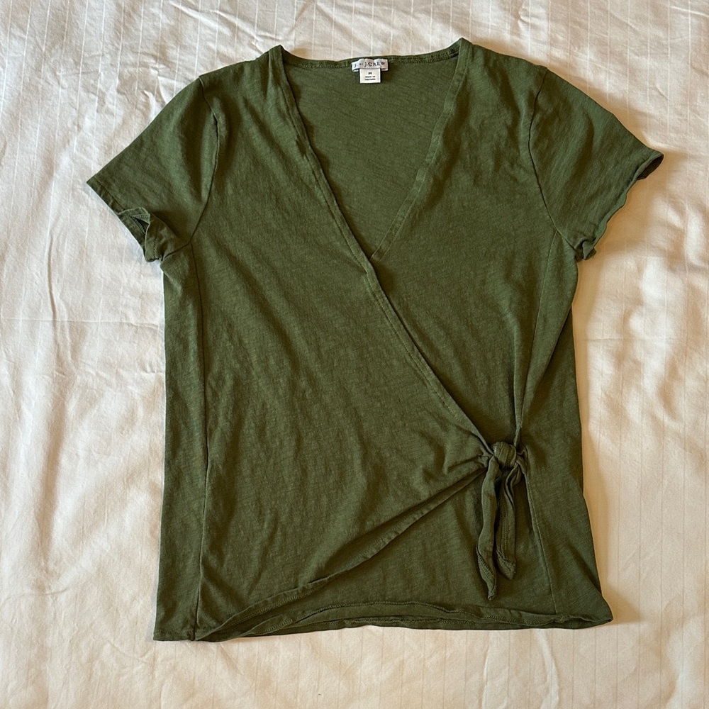 J. Crew Olive Green Wrap Tee